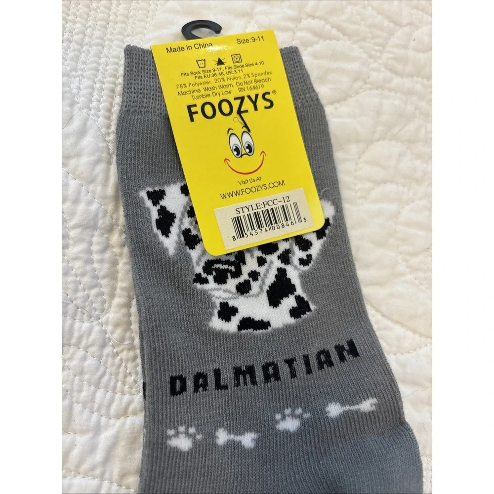 Foozy's Canine Collection Dalmatian Socks Women SZ 9-11 Gray Polyester Blend New